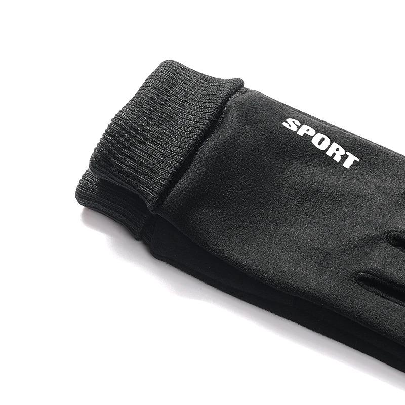 Suede Fabric Men's Gloves Soft Autumn Winter Thick Warm Male Skin-Friendly Skiing Non-Slip Cycling Elastic Touchscreen Gloves.