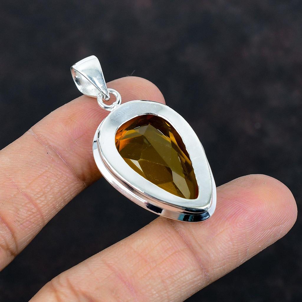 Faceted Citrine Pendant Genuine Gemstone Pendant Unique Jewelry 925 Sterling Silver Pendant Handmade Pendant Silver Jewelry Engagement Gifts