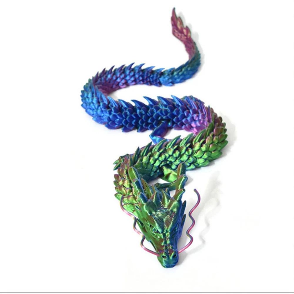 120/180cm Exquisite Chinese Dragon 3D Printed Flexible Joints Figurine for Desk Car Office Decor Plants Landscaping Decoration