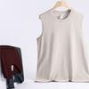 Summer 100% Cotton Men's Vest Casual Wide Shoulder O-Neck Sleeveless Tops Universal Solid Color Sports Fitness Loose Tank