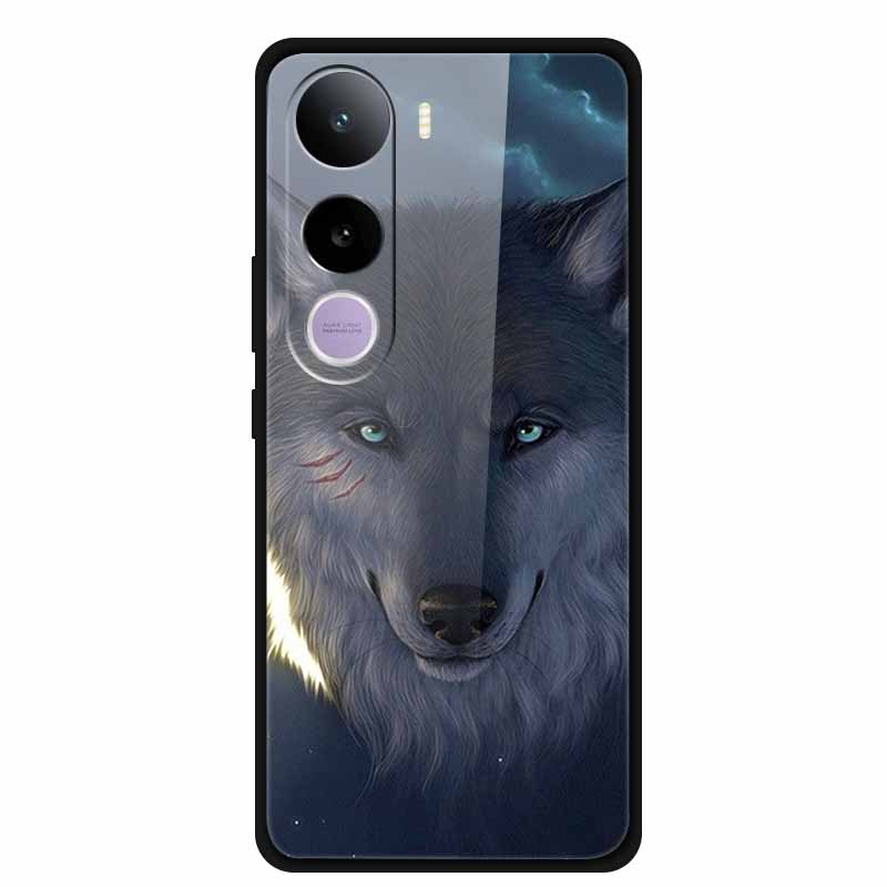 For Vivo Y400 5G Case Y 400 6.67" Animal Wolf Lion Tempered Glass Hard Back Cover For Vivo Y400 2025 Phone Cases Soft Bumper Bag