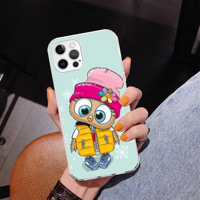 Cute Owl Hearts Lover Phnoe Case for Iphone 17 Air 16 11 12 13 Mini 14 Plus 15 Pro Max 7 8E SE 2020 16ProMax Phone Cover Coque 1