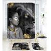 Bathroom Shower Curtain Four-Piece Digital Printing African Animal Waterproof Shower Curtain Shower Curtain Partition Curtain Bath Mat