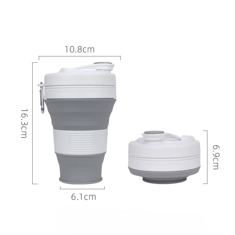Nueva Taza Plegable de Gel de Sílice Taza de Café Plegable con Pajita Mosquetón con Botón de Escalada