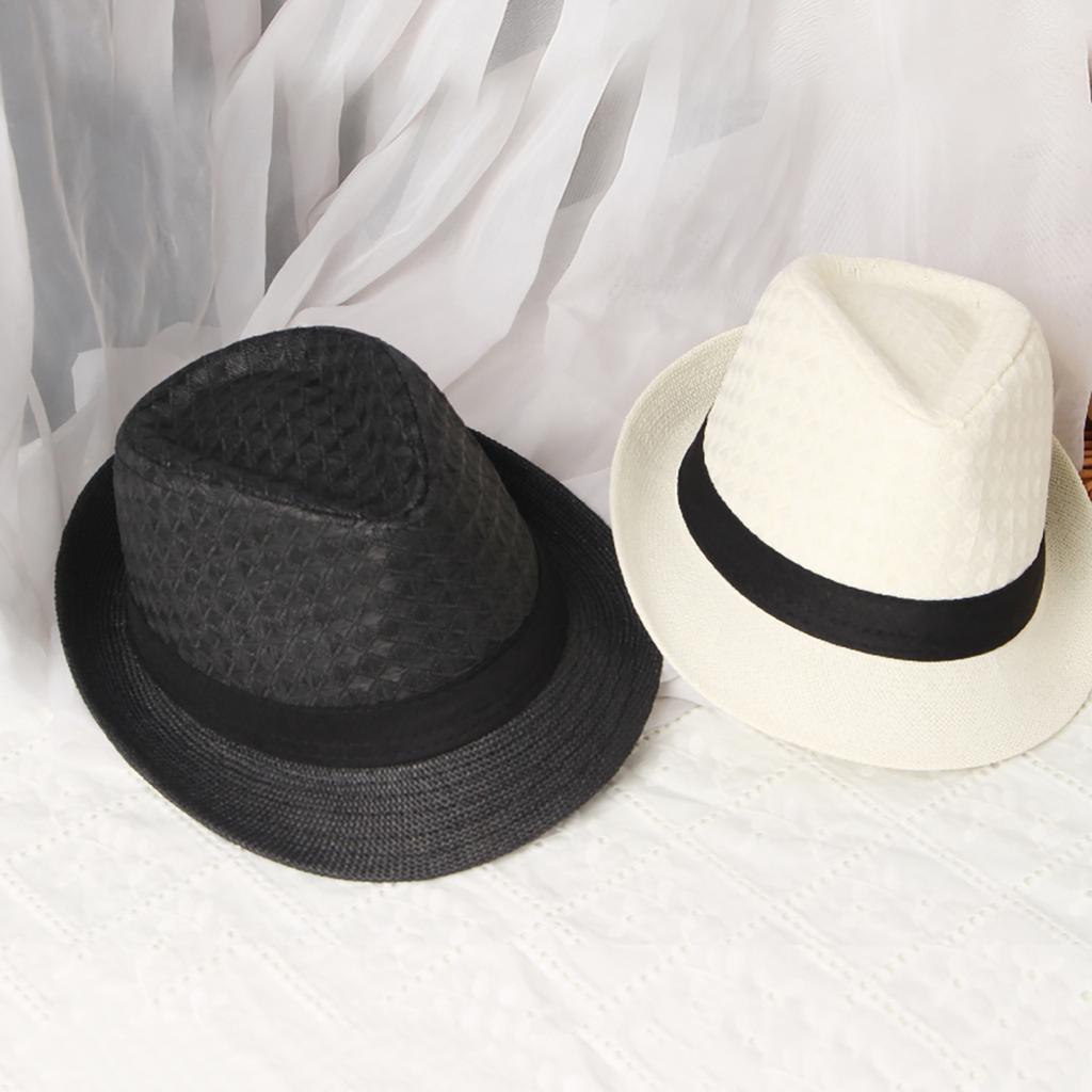 Modischer einfarbiger Strohhut für Herren Sommer-Sonnenvisiere Cowboy Jazz Gentleman Panama-Kappe Männlicher Reise-Strand Outdoor-Sonnenhut