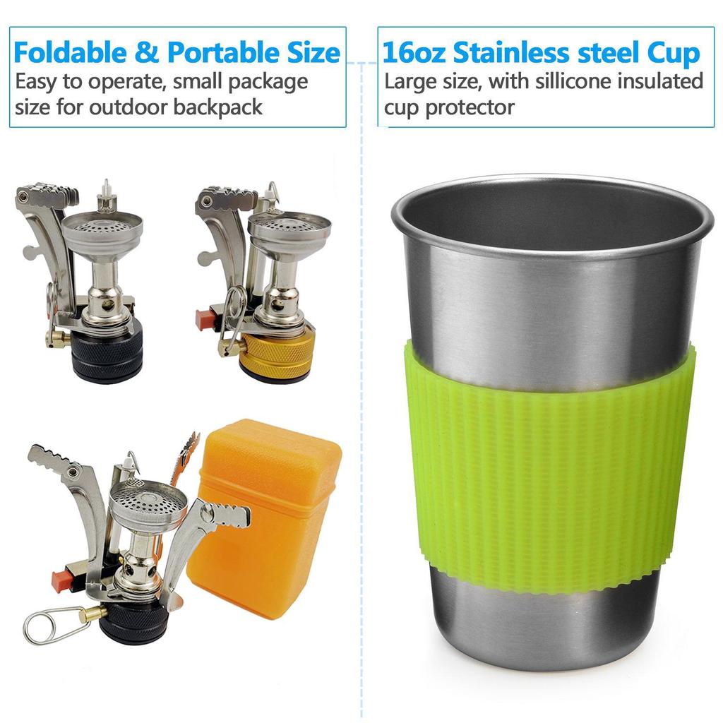 Outdoor 1-2 Person Portable Cookware & Tableware Set for Camping & Picnic