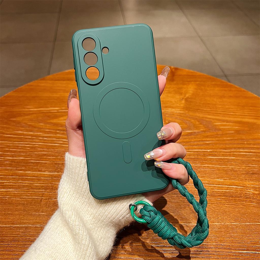 Silicone Wrist Strap Phone Case for Samsung Galaxy A17 A06 A16 A26 A36 A56 A05 A05S A15 A35 A55 for Magsafe Protective Cover