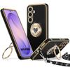 Coque Silicone - BOOLING - pour Samsung Galaxy S26 Plus - avec Cordon et Anneau Motif Cœur - Noir