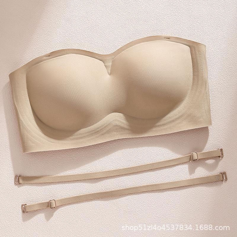 

Removable shoulder strap underwear women s non-slip gathering sub-breasts invisible non-marking beauty back tube top breast wrapping underwear bra S