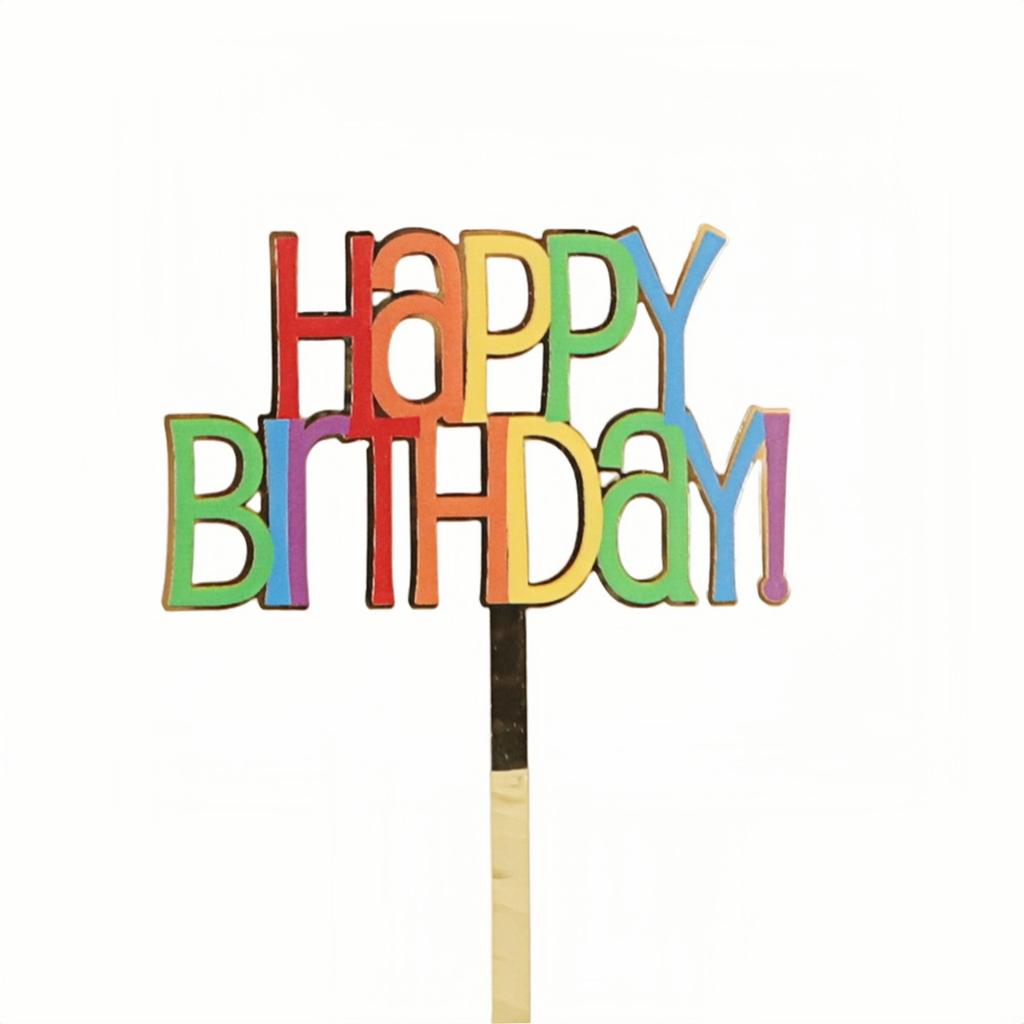 Topper per Torta di Compleanno Acrilico Colorato Stampa Fronte-Retro Decorazioni per Feste di Compleanno Topper per Cupcake per Bambini Adulti