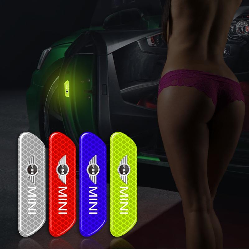 4PCS/set Car Door Reflective Sticker Night Light Warning Decal For MINI Cooper Countryman Clubman F54 F56 F55 F60 R60 R61