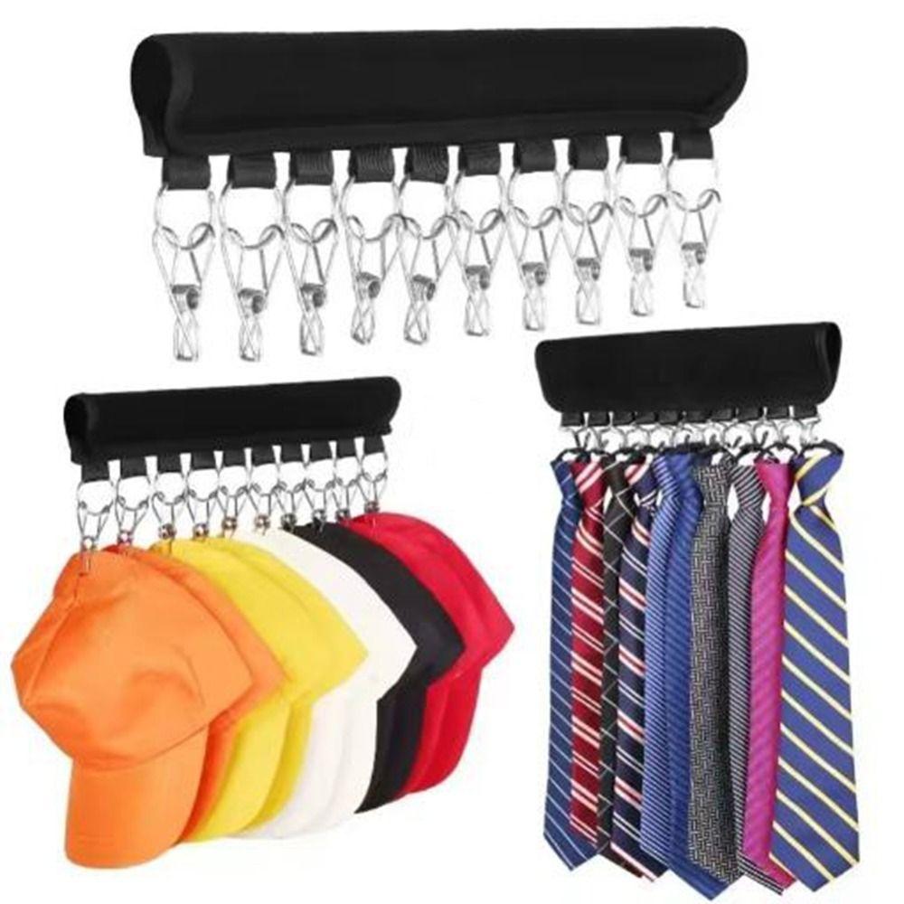 

2Pcs Rustproof 10 Clips Hats Organizer Stainless Steel Hat Display Holder Closet 2Pcs
