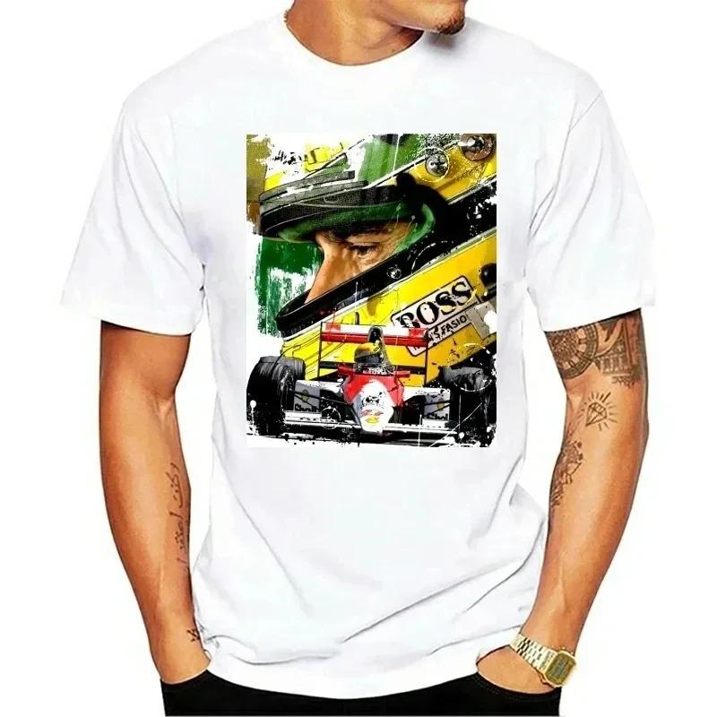 Fashion Top Tee Mens Womens AYRTON SENNA ARTWORK Oversized T SHIRT Print T Shirt Men Cotton Tshirt Summer Brand Teeshirt Euro Size