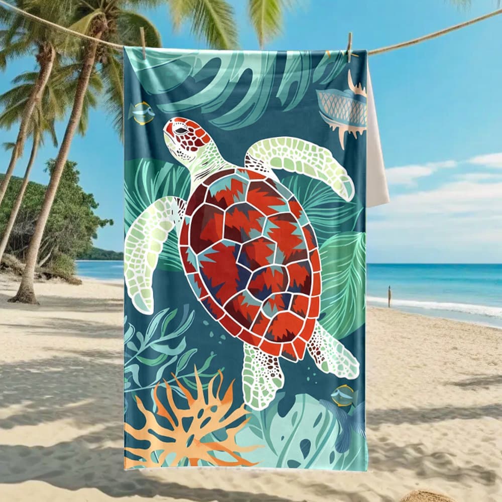 Tropical Sea Turtle Print Beach Towel Soft Microfiber Towel for Men Women Summer Beach Pool Camping Gym Yoga Travel