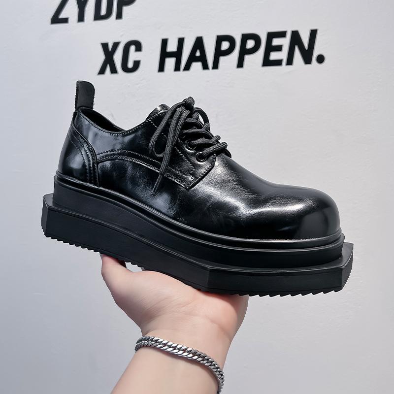 Hight Quality 2024 Spring New Street Style Height Increasing Leather Shoes For Men's Black Hombre Teenagers Daily Casual Dress