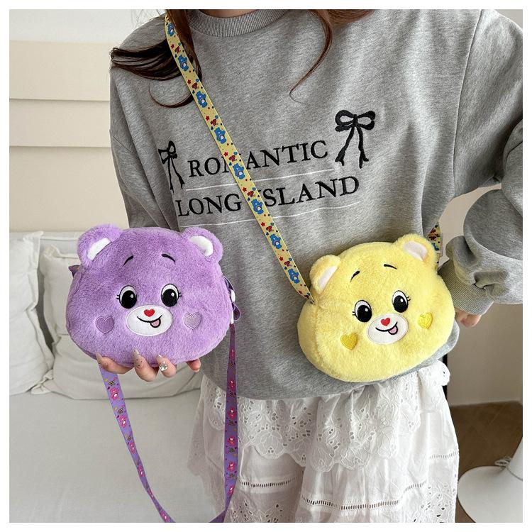 Cartoon Plush Bear Crossbody Travel Casual Shoulder Phone Purse Bag Portable Zipper Pouch