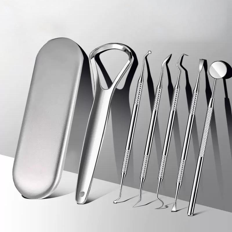 Edelstahl Dental Reinigungs Werkzeuge Set Tragbar Wiederverwendbar Zahnstocher Set Mundhygiene