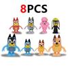 8pcs Set Bluey Family & Friends Action Figures Poseable Collectible Toys Best Birthday Gift for Fans Adults High Quality Novelty