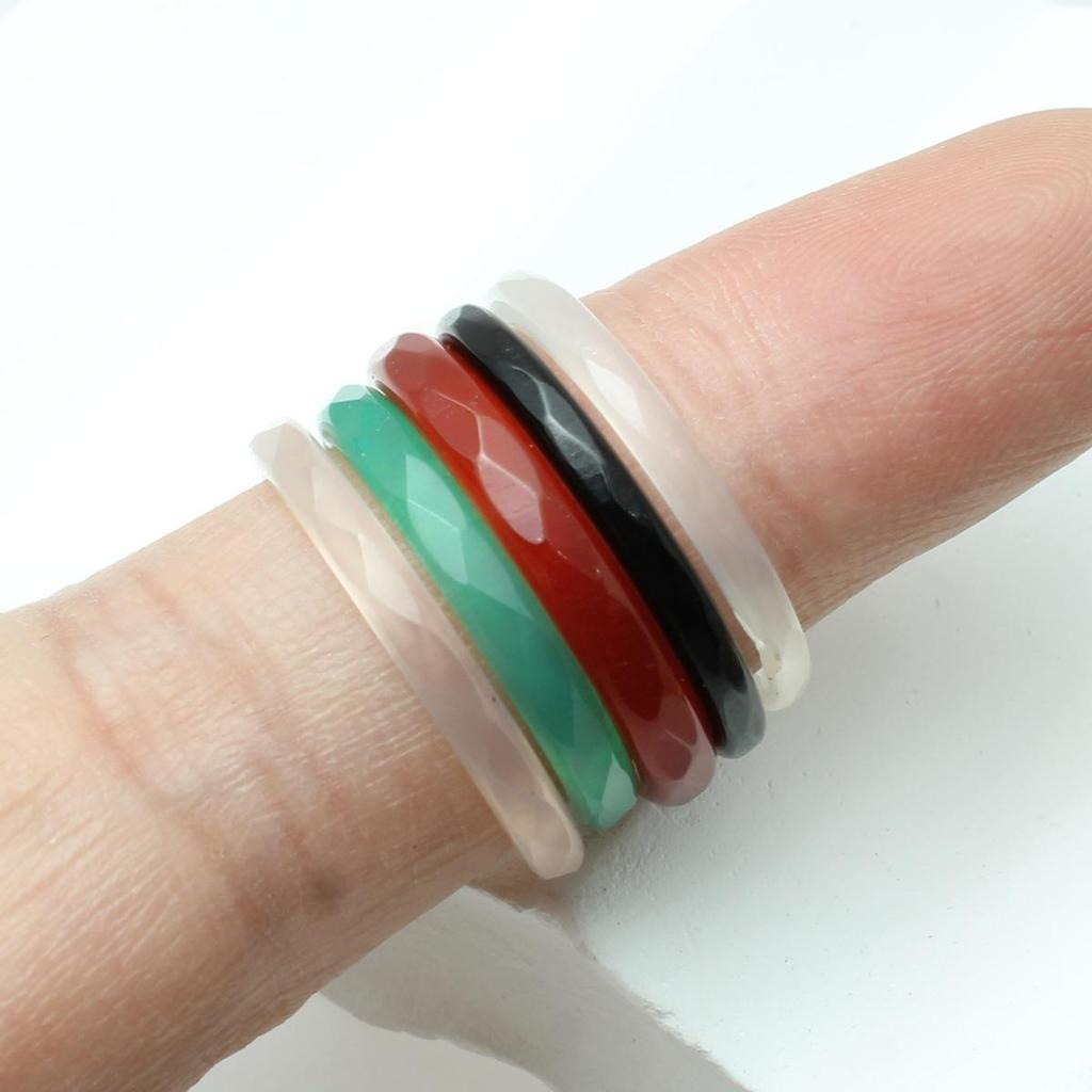 Unisex Brazilian Agate Jade Chalcedony Running Ring Band (18-20MM) - Couple's Finger Accessory.