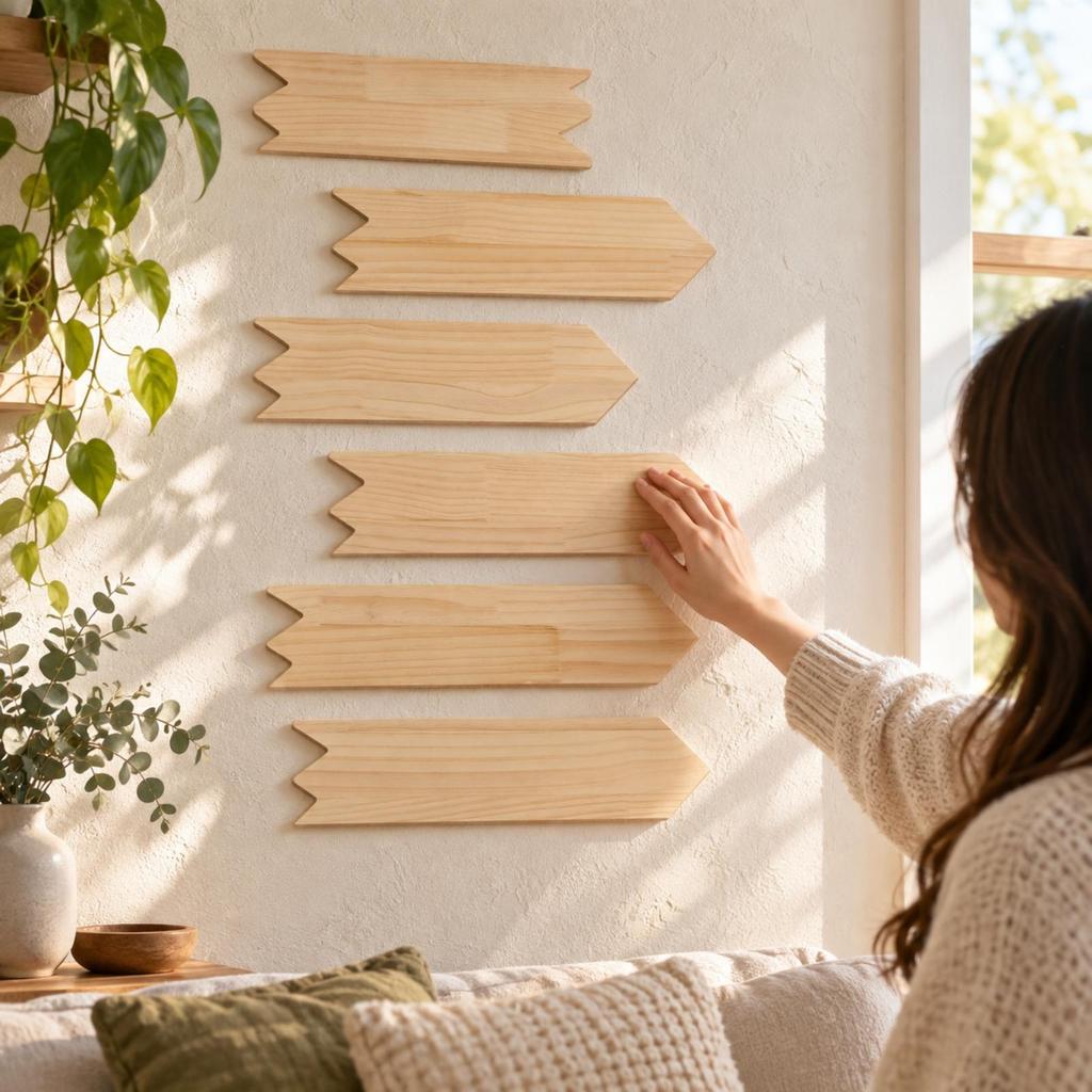 6 Pieces Arrow-Shaped Wall Plaque Decorative Wood Arrow Long-Lasting