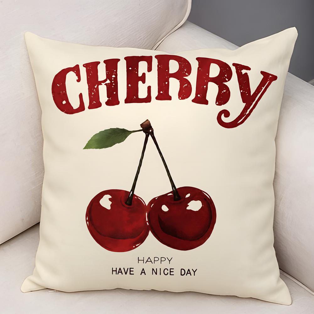 Fashion Cherry Lemon Peach Cushion Cover Natural Linen Organic Fabric DoubleSided Printing Breathable For Decor