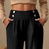 Women's Summer Solid Color External Pocket Loose High Waist Wide Leg Formal Straight Pants