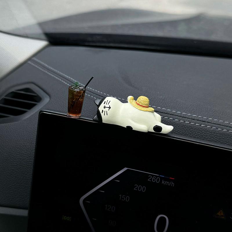 1Pc Cute Healing Kitten Ornaments For Car Dashboard Resin Cat Figure Car Interior Decorative Cat Ornament Vehicle Accessories