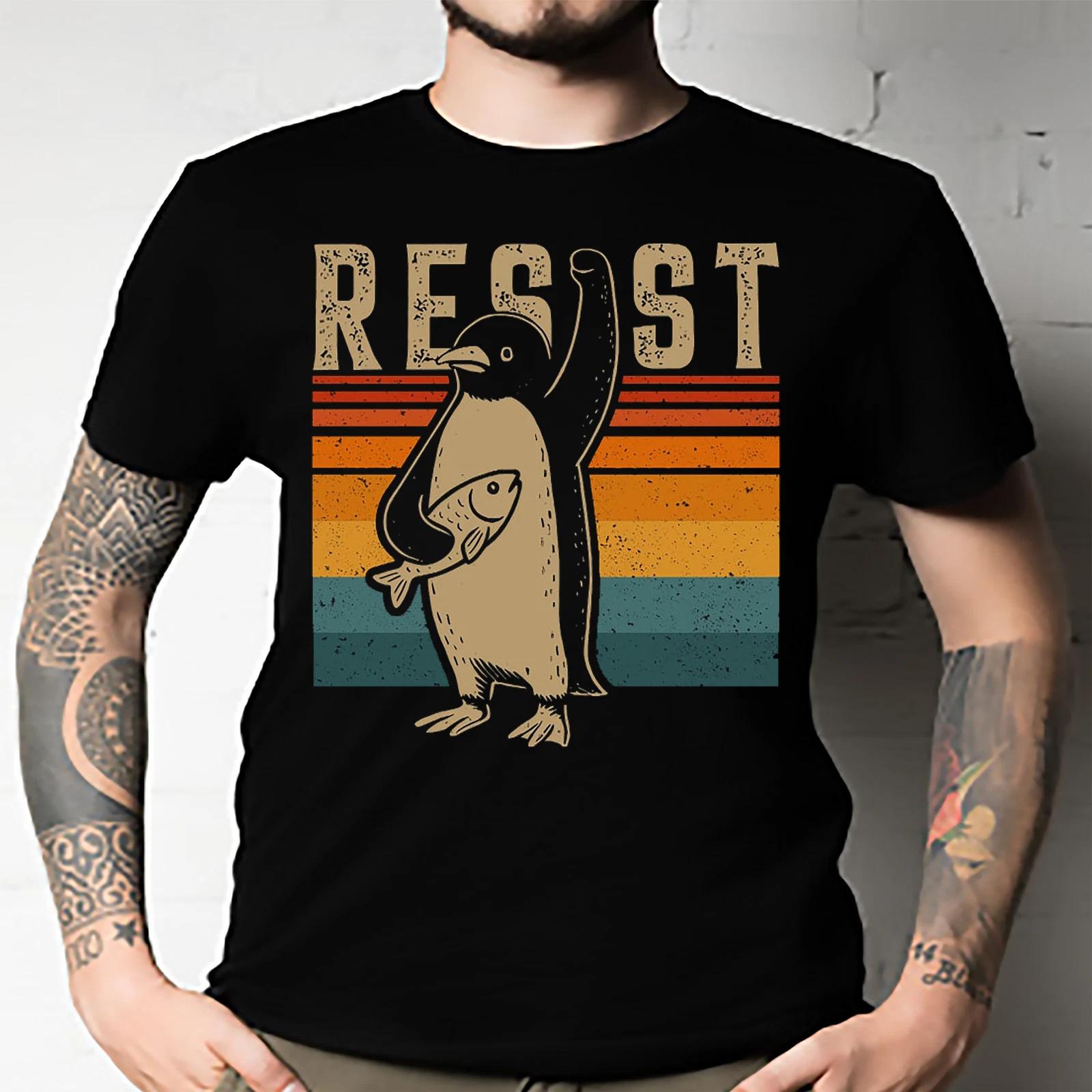 Men s and Women s T-shirts Resist Penguin Activism Protest Against Tariffs XXXL