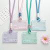 Student Clear Card Case Bus Cards Sleeve Sliding Horizontal Id Card Holder Transparent Employee Work Card Holder with Lanyard