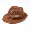 Unisex Summer Panama Hat Breathable Mesh Design Cotton-Polyester Material Compact Brim 58cm Head Circumference Jazz Cap