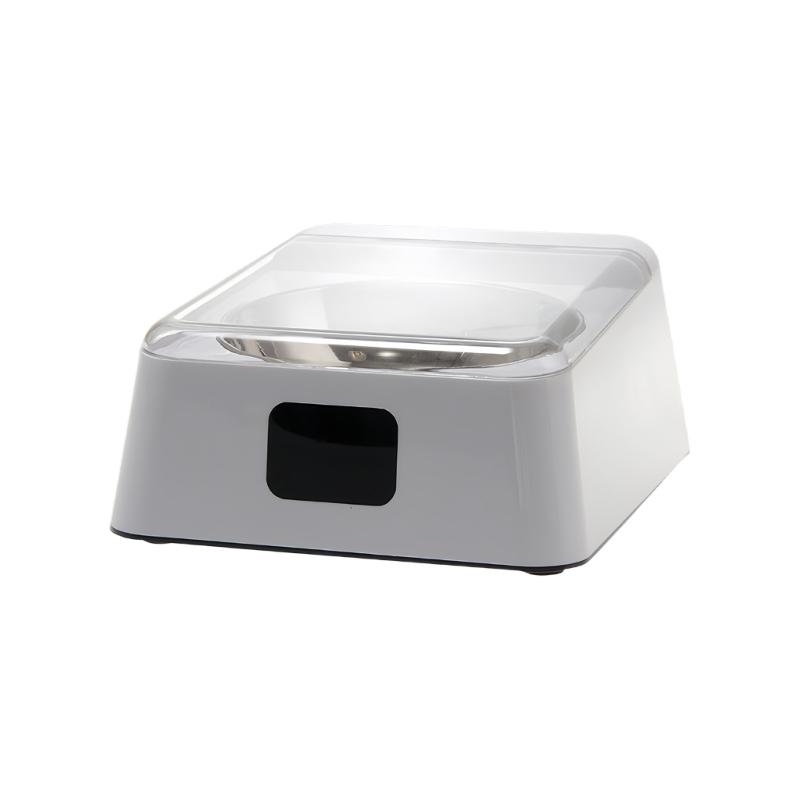 Covered Dog Bowl with Automatic Opening, Metal Inner Bowl, White ABS Housing, Daily Meal and Water Bowl with Lid Style Design for Regular Use