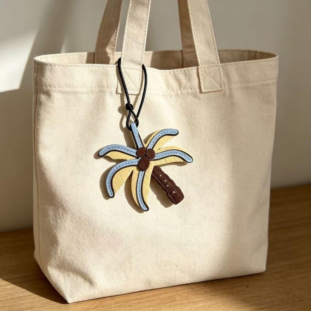 Summer Pu Keychain Beach Style Bag Charm Pu Leather Coconut Tree Pendant Luggage Accessories