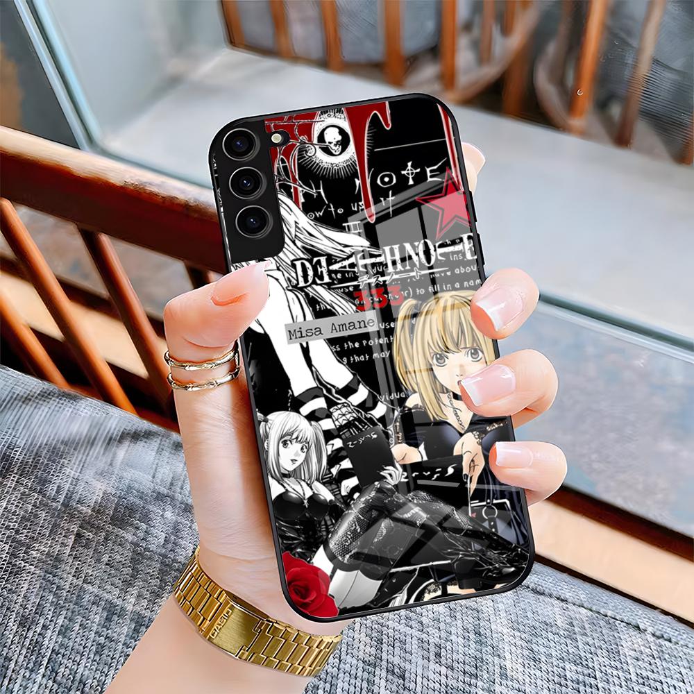 D-Death Note Phone Case For Samsung S25 Plus S20 S20 Plus S22 Ultra S23 FE S21 Plus S21 Ultra Glass Cover