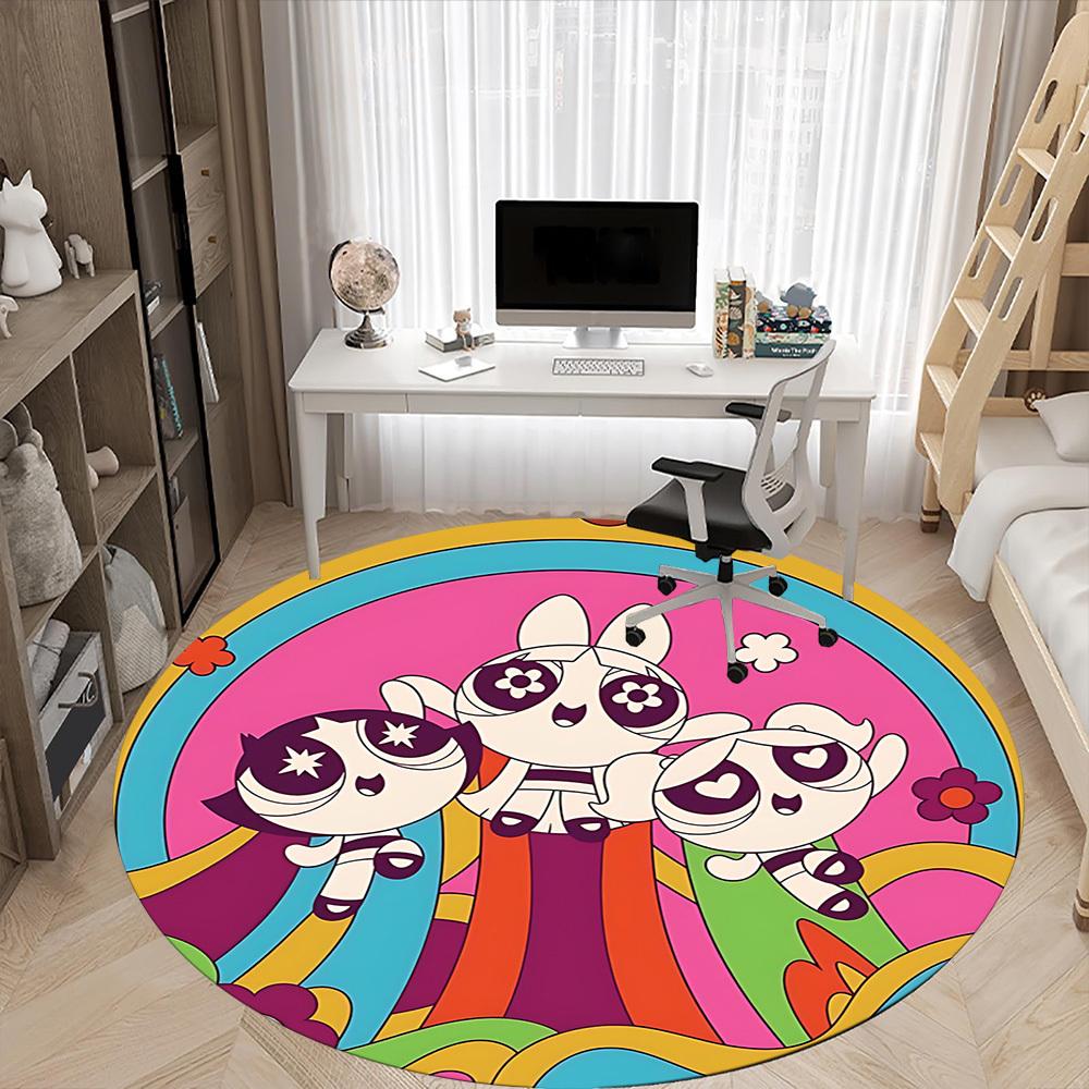 1pc Powerpuff Girls Office Round Area Rug, Under Office Chairs Bedroom Living Room Home Decor  A1022277