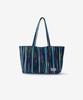 Kimimi Fuzz Stripe Maxi Shoulder Bag Navy