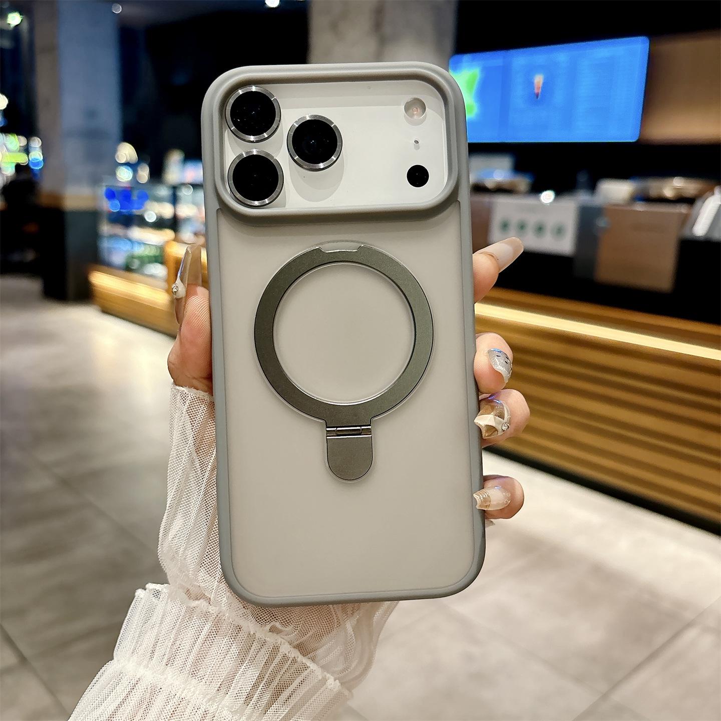 

Magnetic Metal Stand Air Case for Apple 17 Pro Max, Frosted Protective Case for Apple 16, 15, and 14 iPhone 15 Pro Max