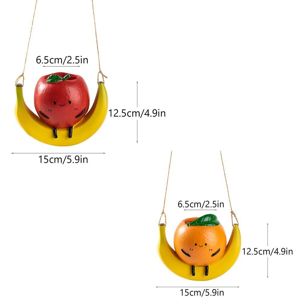 Cute Hanging Planter Orange Shape Swing Fruit Shape Flower Pot Decorative Handmade Resin Sculpture Planter Plant Lovers Gift