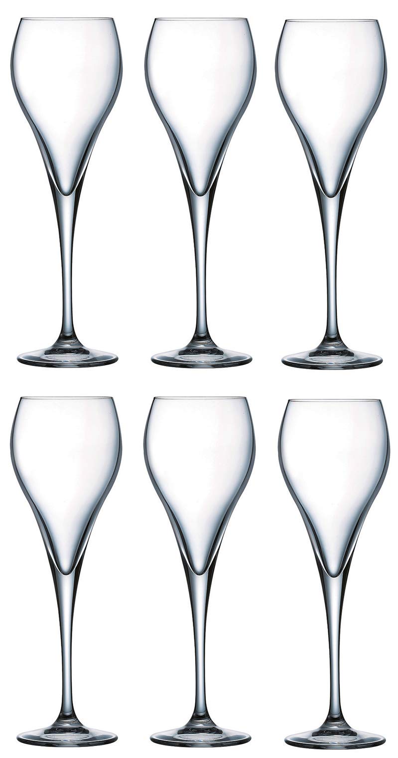 Suntory Marketing Brio Flute Champagne Glasses, Clear, 160ml, 147-70, Pack of 6