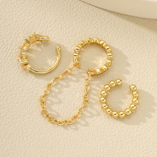 Yousheng 3Pcs Ear Cuffs for Women, Thin Chain Hanging Ear Bone Clips, Non-Pierced Ear Cuffs with Cubic Zirconia for Commuting Dating Party Travel