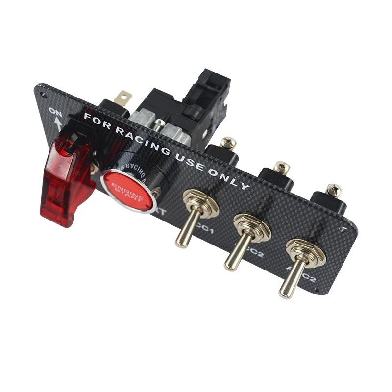 Led Toggle Switch Car Accessories Carbon Fiber 12V Led Ignition Switch Panel For Racing Car Engine Start Push Button