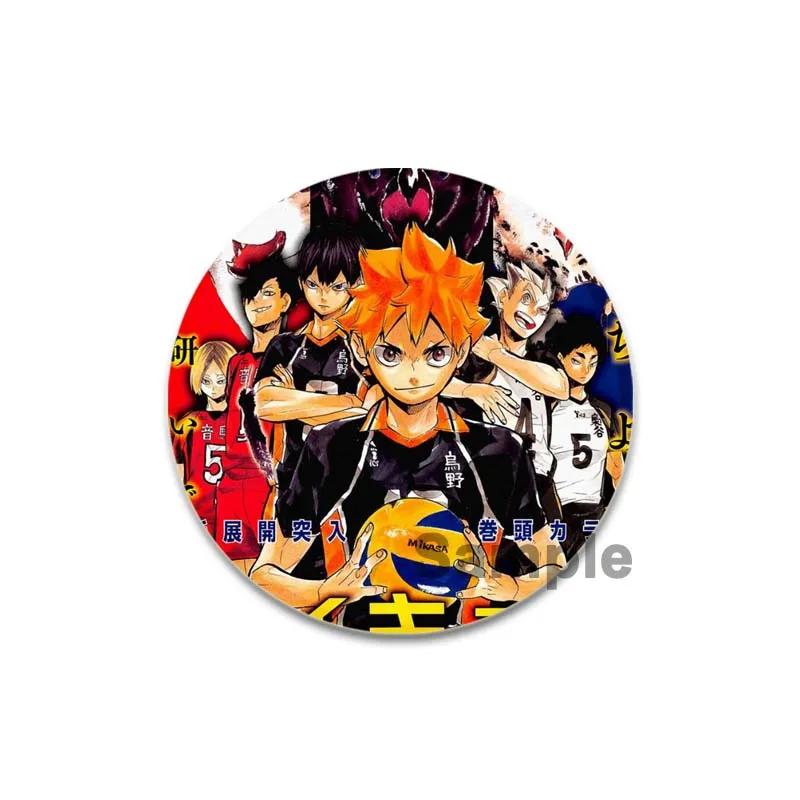 32/44/58mm Hot Sale Anime Japonês Haikyuu Tinplate Pins Mochila Engraçado Broche Emblemas Shoyo Hinata Timeskip Sakusa Atsumu Presente Periférico