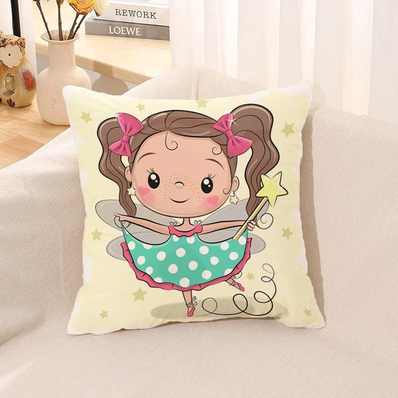Süßes Mädchen Kleine Prinzessin Bedruckter Kissenbezug Kinderspiel Kinderzimmer Wohnzimmer Sofakissenbezug Heimdeko Geschenk