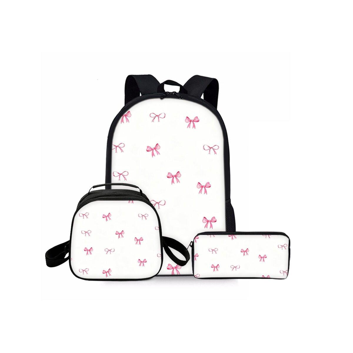 Ensemble Trois Pièces Imprimé Lacet Sacs à Dos pour Garçon/Filles Meilleurs Cadeaux Dessin Animé 2D Imperméable Sac d'École Mode pour Enfants