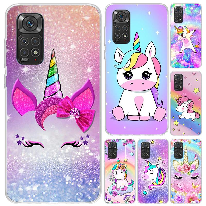 Pink Unicorn Rainbow Phone Case for Xiaomi Redmi Note 15 14 14S 13 12S 12 Pro 11S 11 Plus 11T 11E 10S Soft Funda Print Shell Red