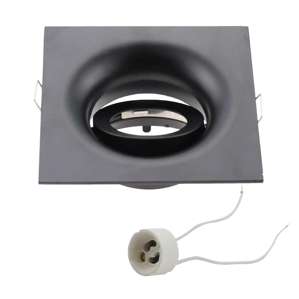 Rund GU10 Infälld Downlight Ersättningssats Svart MR16 Sockel Monterings Takspotlight Ram GU5.3 Lampa Sockelhållare