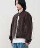 Arrayed Vertical Biker Crop Corduroy Jacket [Brown]