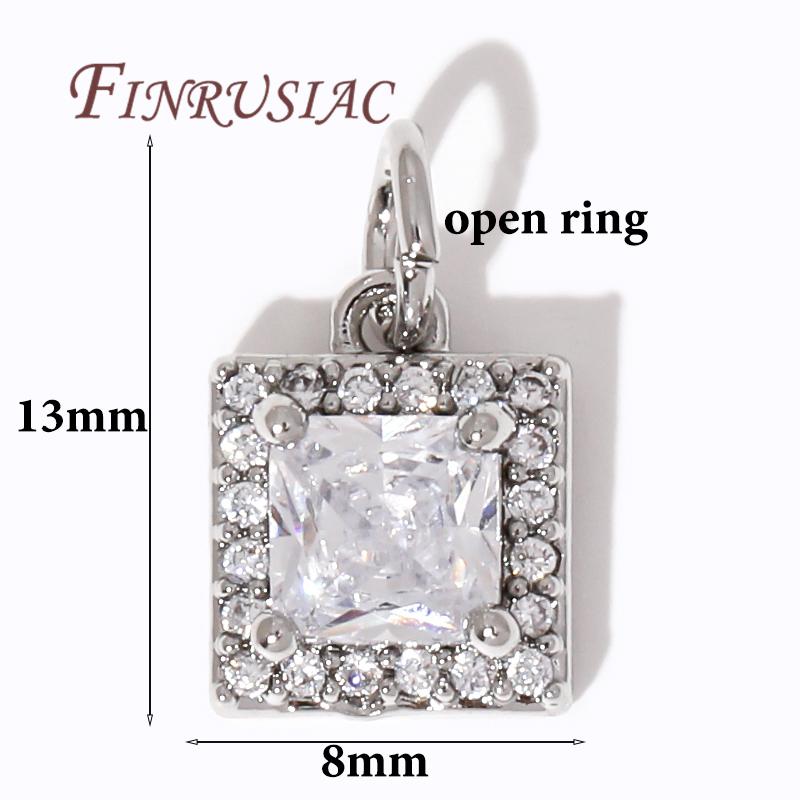 Fashion Square Small Pendants For Jewelry 18K Gold Plated Zircon Crystal Charm For Earrings,DIY Jewelry Making Supplies Findings