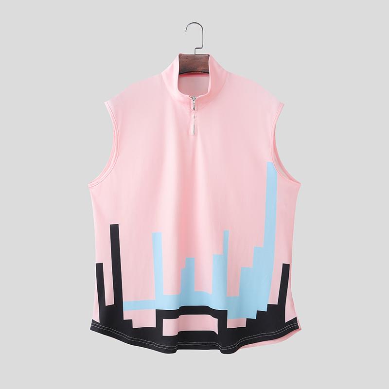INCERUN Summer Oversized Men Sleeveless Print Casual Loose Tank Tops Vest