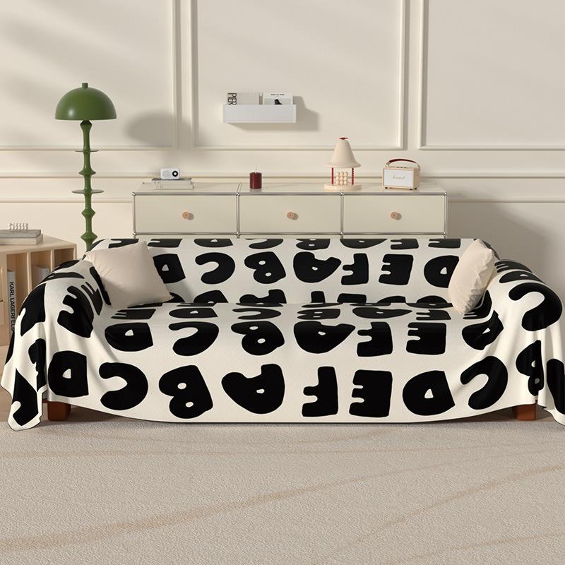 

Простое льняное диванное полотенце с принтом в виде букв, всесторонний чехол для дивана, пылезащитный чехол, цельное большое покрывало для дивана прямой посадки, подушка 180*130cm