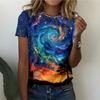 Top Blouse Woman Trend Women 3D Galaxy Print T Shirts Glitter Shirts Blouse Fashionable Starry Sky Summer Ropa Para Shirt